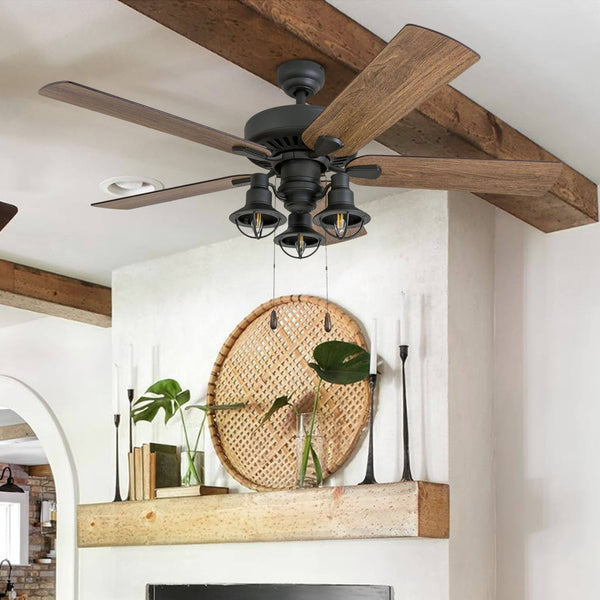 52" The Gray Barn Stormy Grain Aged Bronze Farmhouse LED Ceiling Fan Hardwired