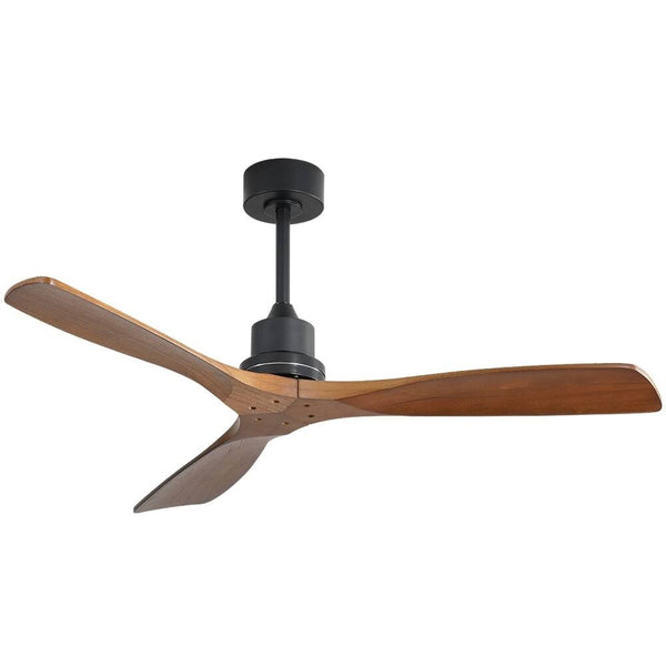 52 inch Indoor and Outdoor Downrod Solid Wood Ceiling Fan with Remote, Integrated Light Optional Black and Brown Blades Without Integrated Light N/A